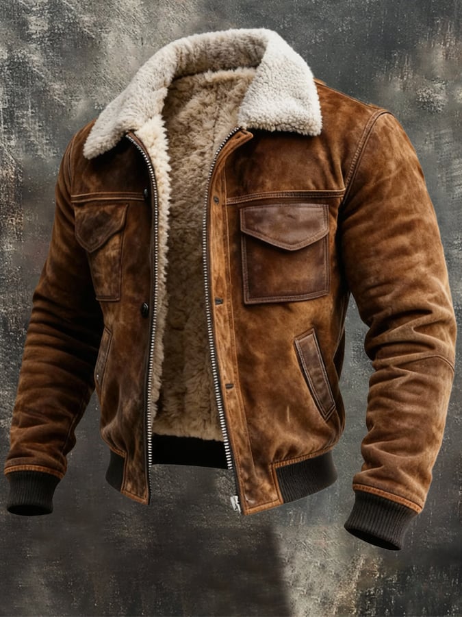 Blouson zippé doublure sherpa pour homme