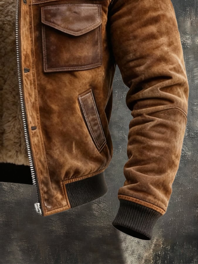 Blouson zippé doublure sherpa pour homme