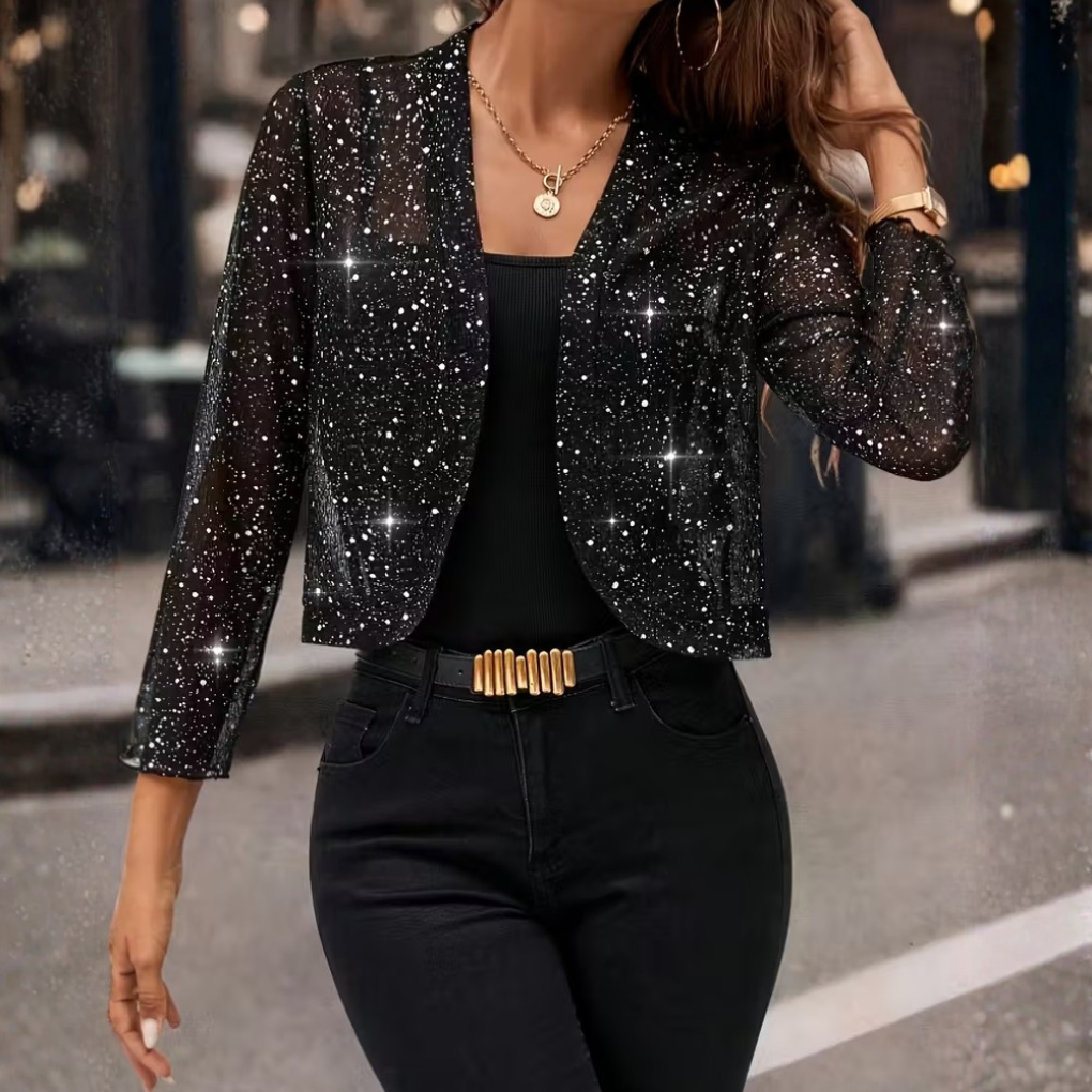 Gilet pailleté ouvert pour femme