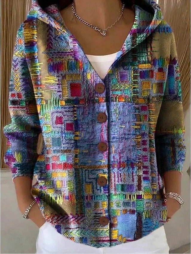 Gilet à capuche boutonné pour femme