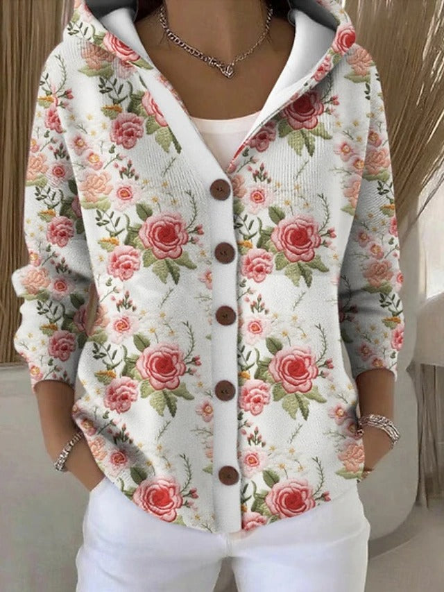 Gilet à capuche boutonné pour femme