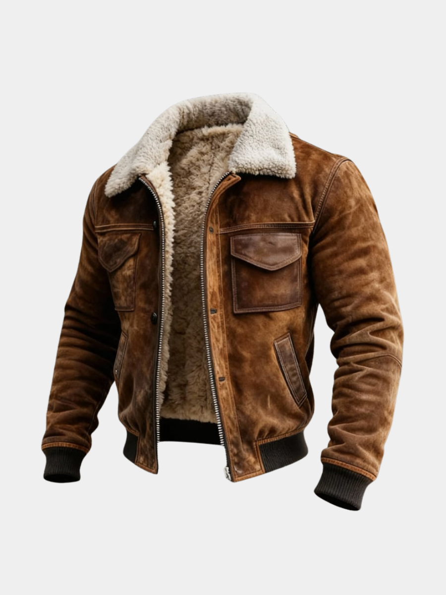 Blouson zippé doublure sherpa pour homme