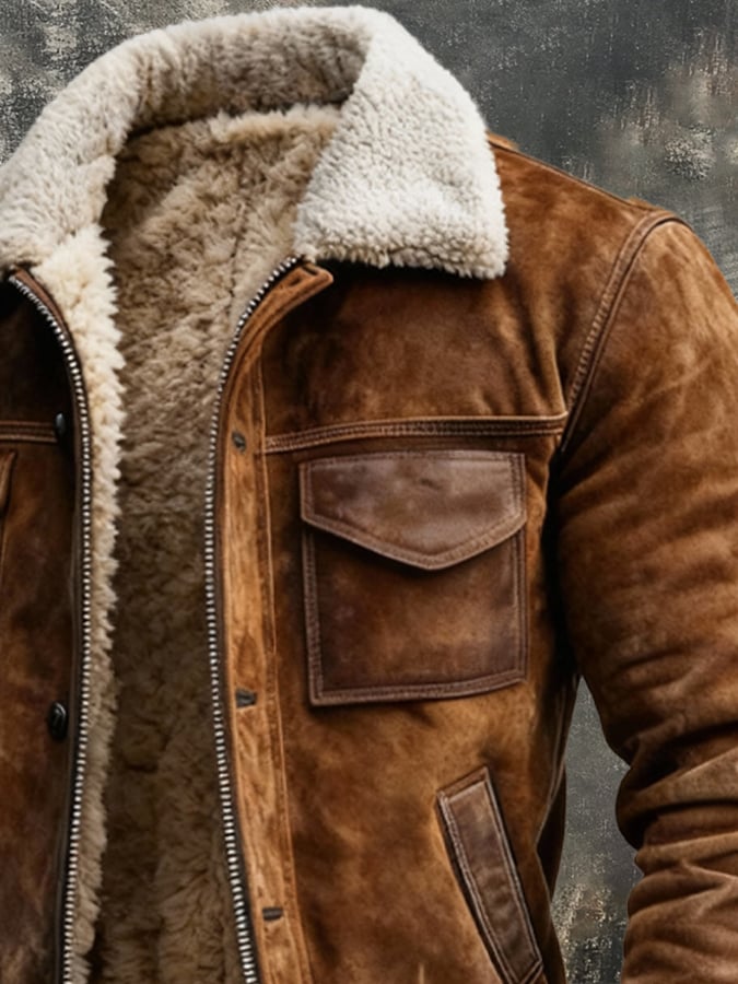 Blouson zippé doublure sherpa pour homme