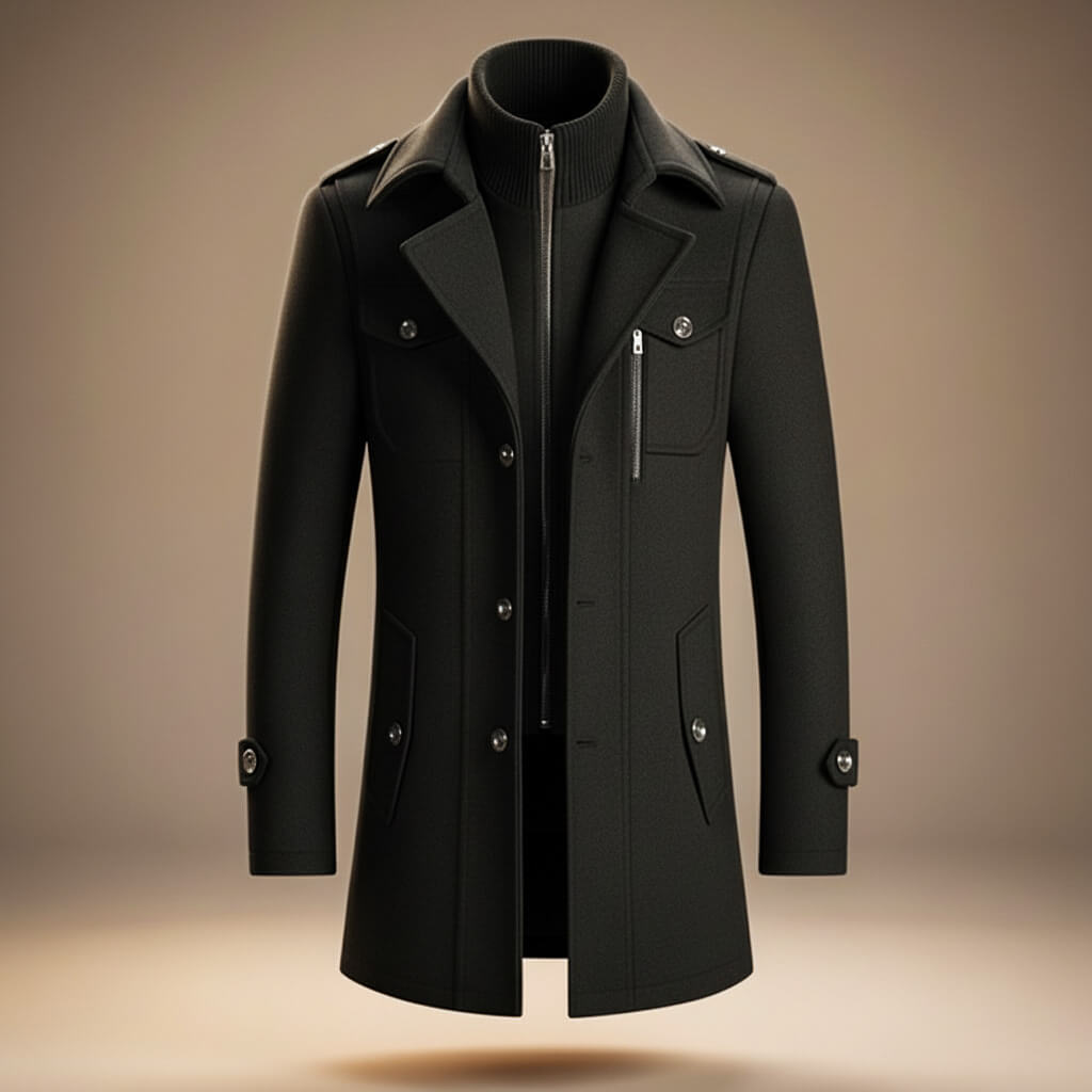 Manteau laine col structuré pour homme