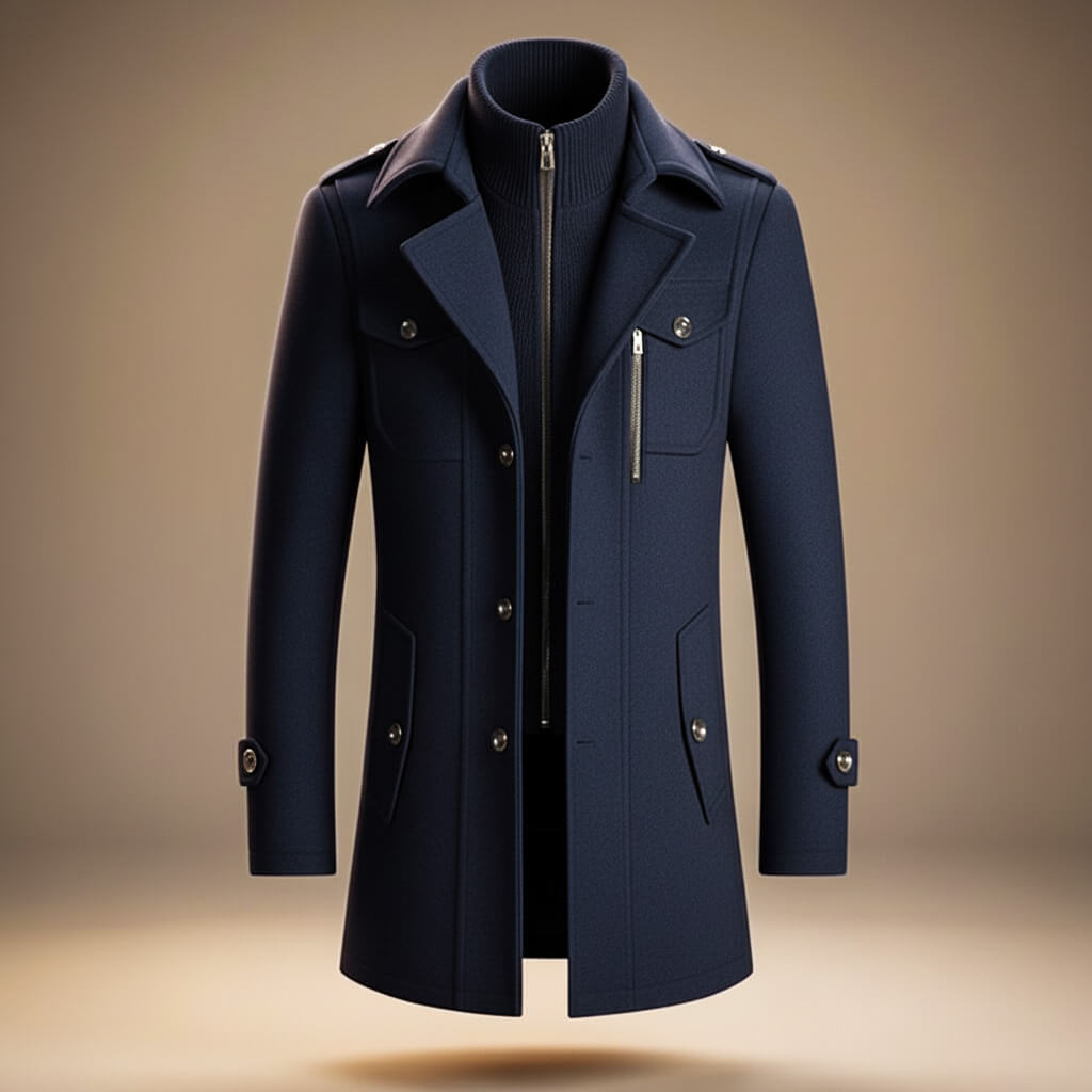 Manteau laine col structuré pour homme