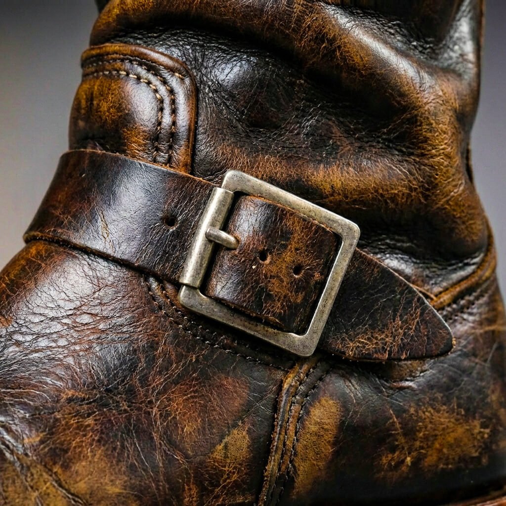 Bottes à boucles vieillies pour homme