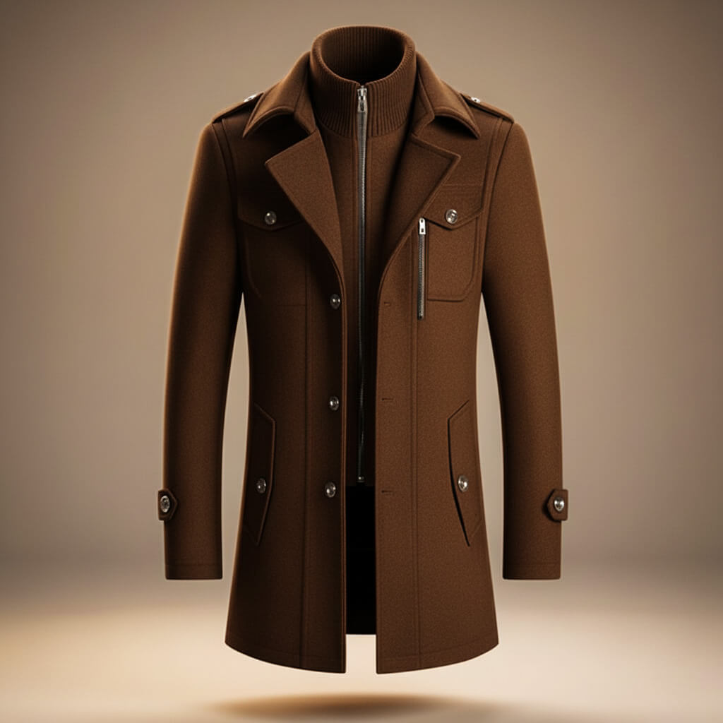 Manteau laine col structuré pour homme
