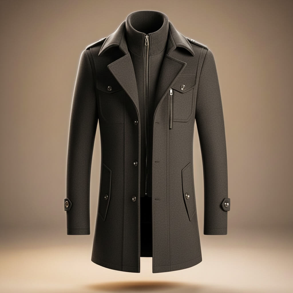 Manteau laine col structuré pour homme