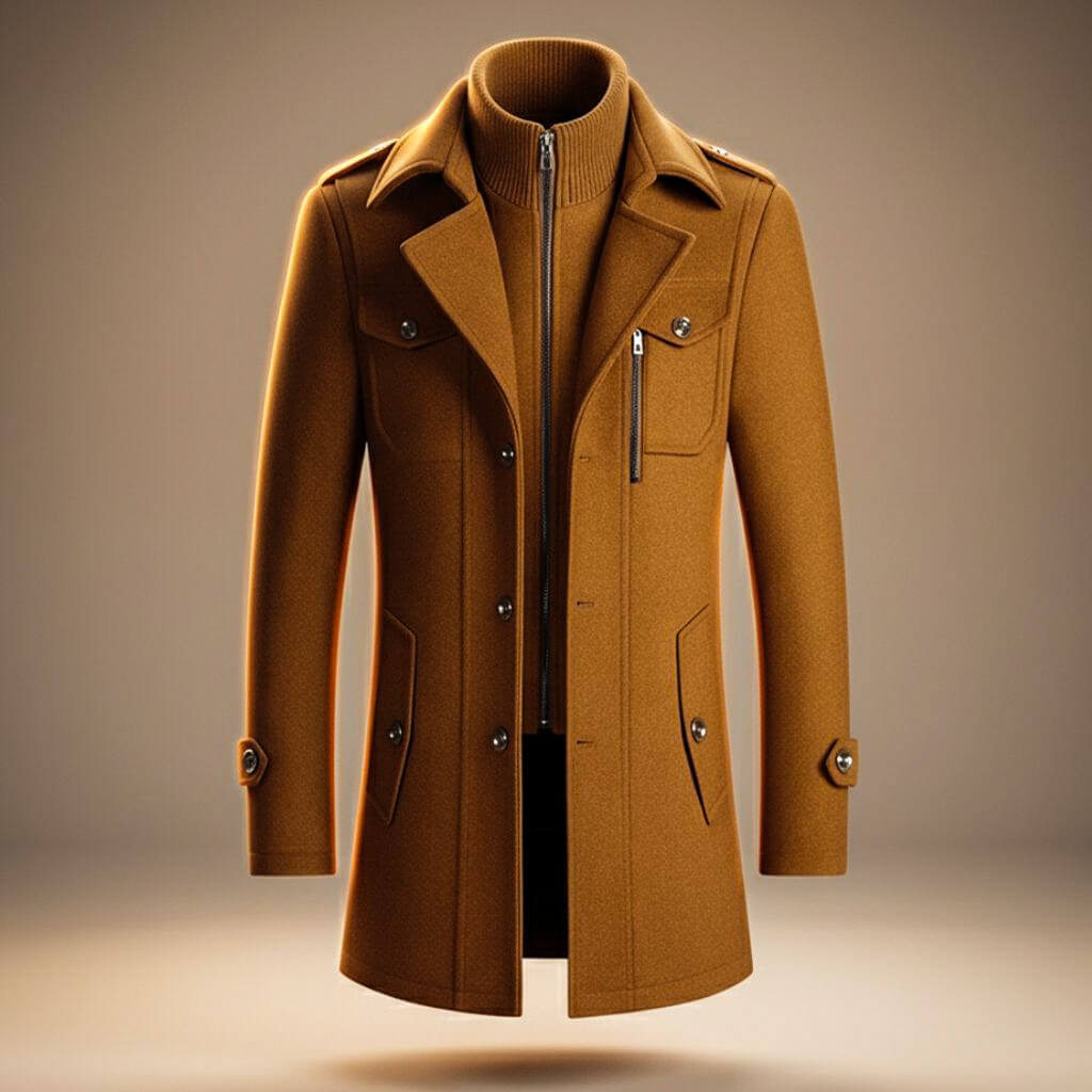 Manteau laine col structuré pour homme