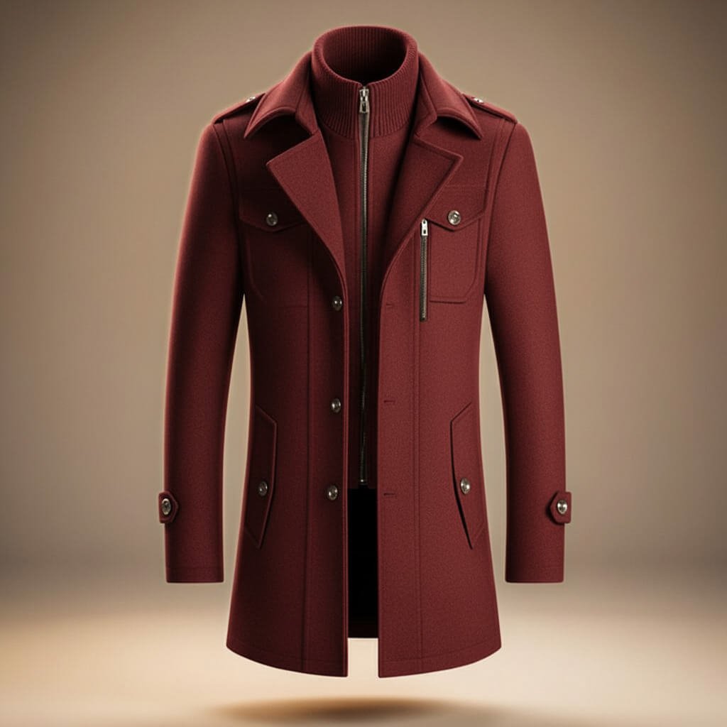 Manteau laine col structuré pour homme