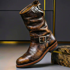 Bottes à boucles vieillies pour homme