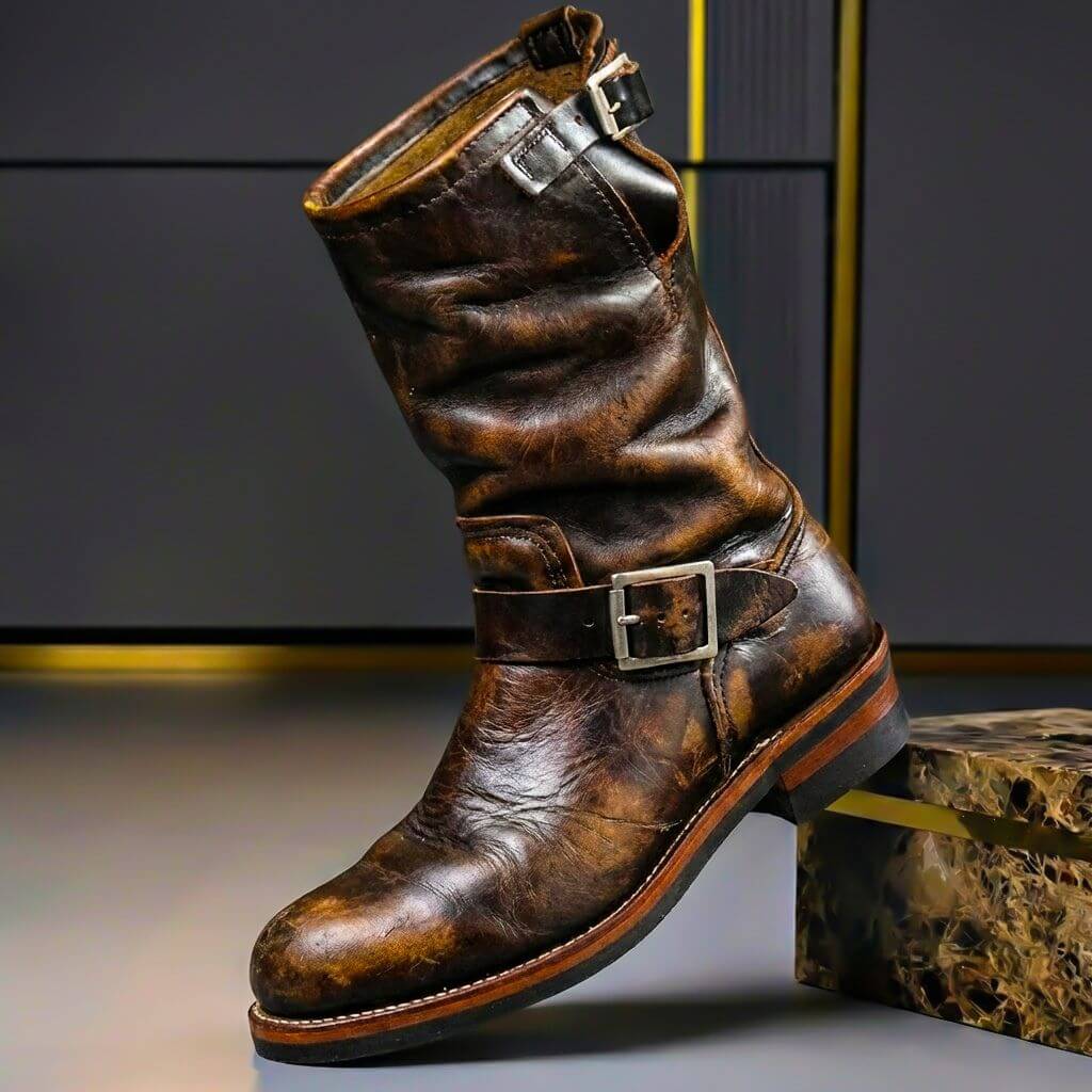Bottes à boucles vieillies pour homme